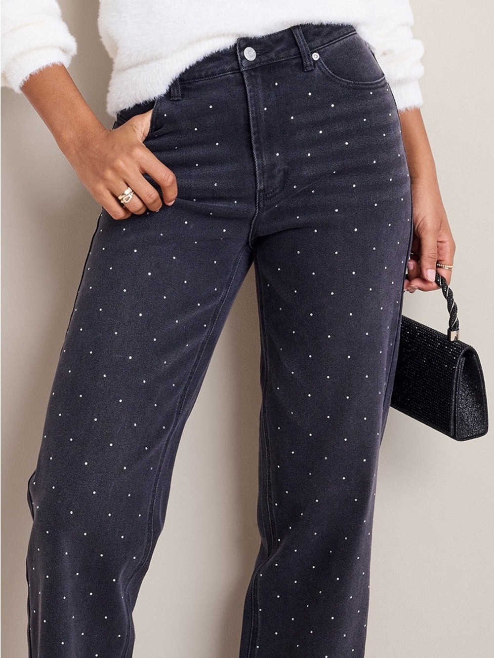Francesca’s Stacy Embellished Straight Leg Jeans